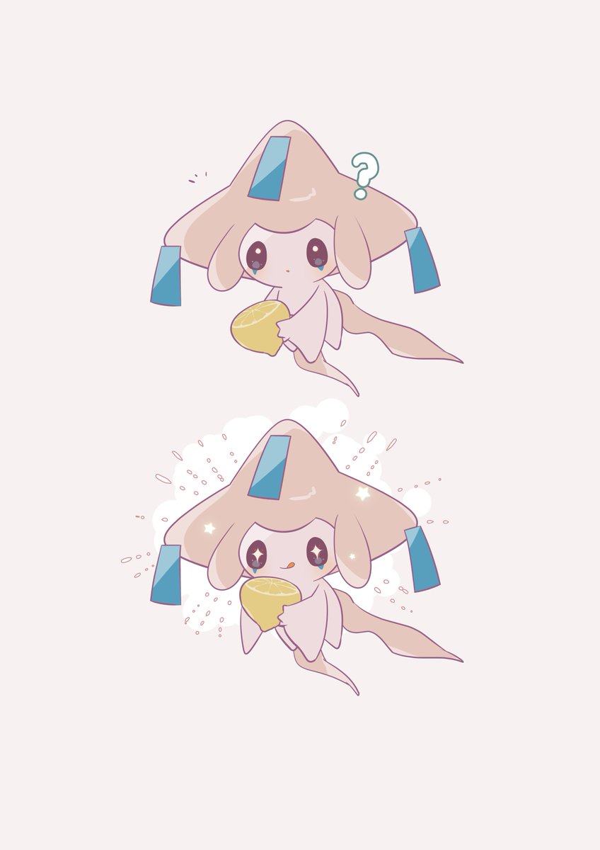 jirachi simple background white background holding closed mouth food tongue tongue out  illustration images