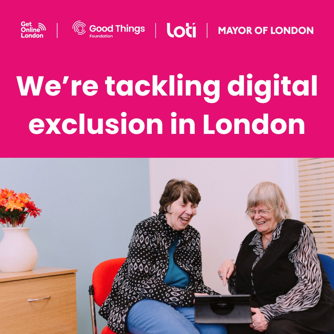 We're tackling digital exclusion in London! 👏 Through #GetOnlineLondon, an initiative with @LOTI_LDN, we're supporting people in need in London to get online through free mobile data, devices, and digital skills training. Learn more & get involved👇 bit.ly/3ZDPDnw