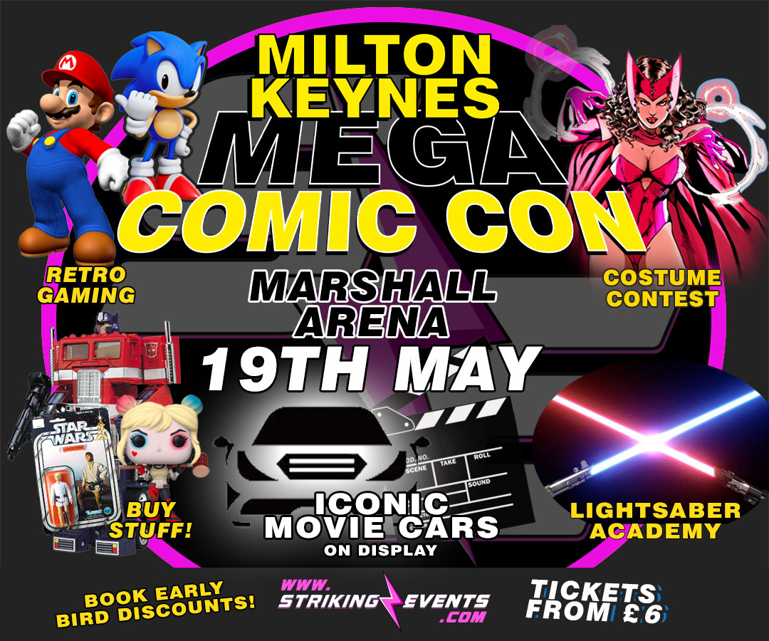 This Sunday, #MiltonKeynes Mega Comic Con comes to @MarshallArena! 🤩📸

There will be loads of activities on offer with face painting, 360 video spin, green screen photo ops, lightsabre training, and much more! 👍

Find out more and get tickets: destinationmiltonkeynes.co.uk/news/milton-ke…