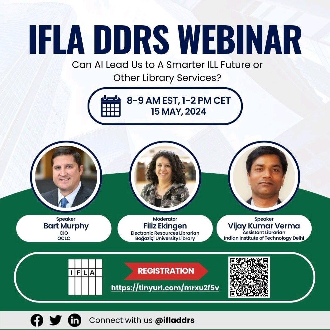 Üyemiz <a href="/FilizEkingen/">Filiz E. Flores</a> ‘in moderatörlüğünde gerçekleşecek webinarda yapay zeka ve ILL hizmetleri konuşulacak. 👇🏻

<a href="/IFLA/">IFLA</a>