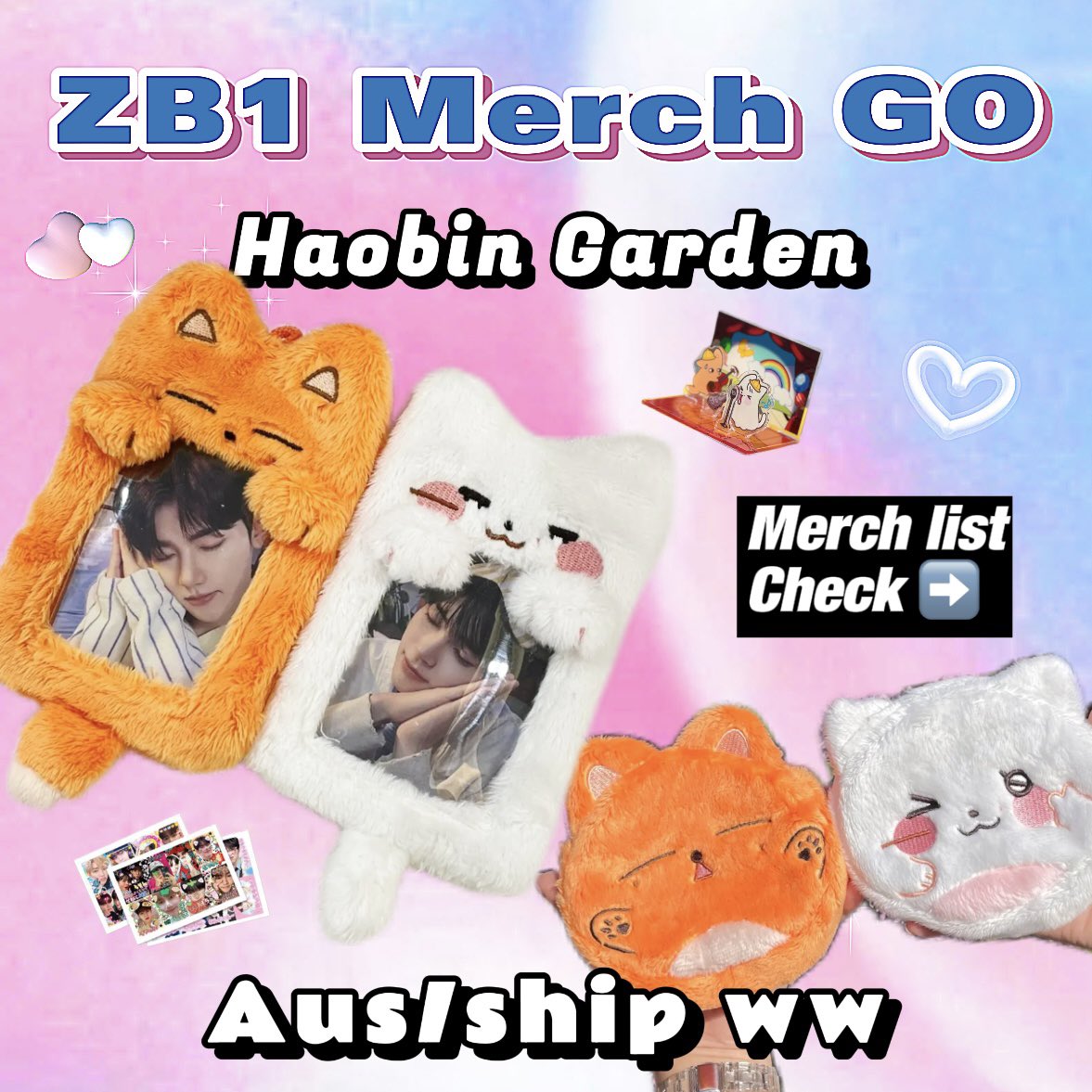 cherrybaski's tweet photo. 🇦🇺AUS / NZ 🇳🇿 GO  ✜ ship ww
✜ ZB1 Haobin merch by @haobingarten 
🤍 Photocard Holder, Pouch, Sticker, Standee from ~ $3usd / $5aud

⏰ 21 MAY, AEST

🔗: https://t.co/Ufhu50mNsB

#ZEROBASEONE #제로베이스원 #제베원  
#ZB1 #zhanghao #hanbin 장하오 Zhanghao 성한빈 Hanbin https://t.co/t9VJPqkcRo