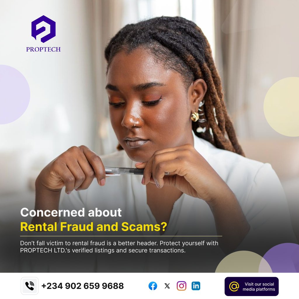 🚨 Don’t Fall Victim to Rental Fraud and Scams! 🚨

Protect yourself with Proptech LTD’s verified listings and secure transactions. Say goodbye to rental fraud and hello to peace of mind. 🏡

💡 Discover the security of Proptech LTD for your next rental journey. #ProptechLTD