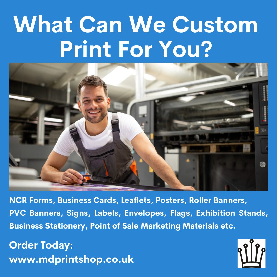 What Can We Custom Print For You? 
We Print #NCRForms #BusinessCards #Leaflets #Posters, #RollerBanners #PVC Banners, #Signs #Labels #Envelopes #Flags #ExhibitionStands #BusinessStationery
mdprintshop.co.uk
#nefollowers #printing #print #whitleybay #ncr #carbonless