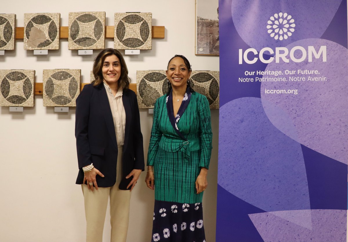 ICCROM DG met w/ Hon. @samiankrumah, Pres of the Kwame Nkrumah Pan-African Centre & Member of the Board of Trustees of Bibliotheca Alexandrina. Discussed boosting ICCROM's partnership w/ Bib Alexandrina as a hub for empowering African youth through solidarity & knowledge exchange