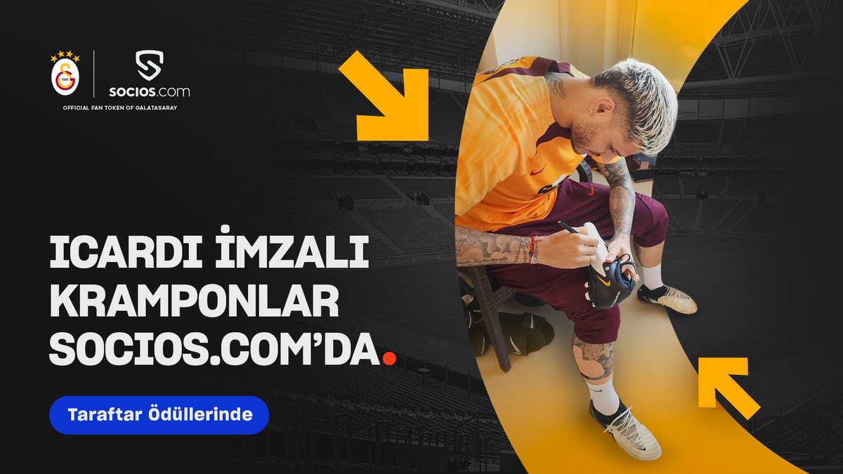 📣 Super Lig'in yıldızı Icardi'den imzalı kramponlar! 🔥

Hemen Socios.com'a gel, bu eşsiz sezona damga vuran golcünün imzalı kramponunu kap! 🙌
#RewardYourPassion