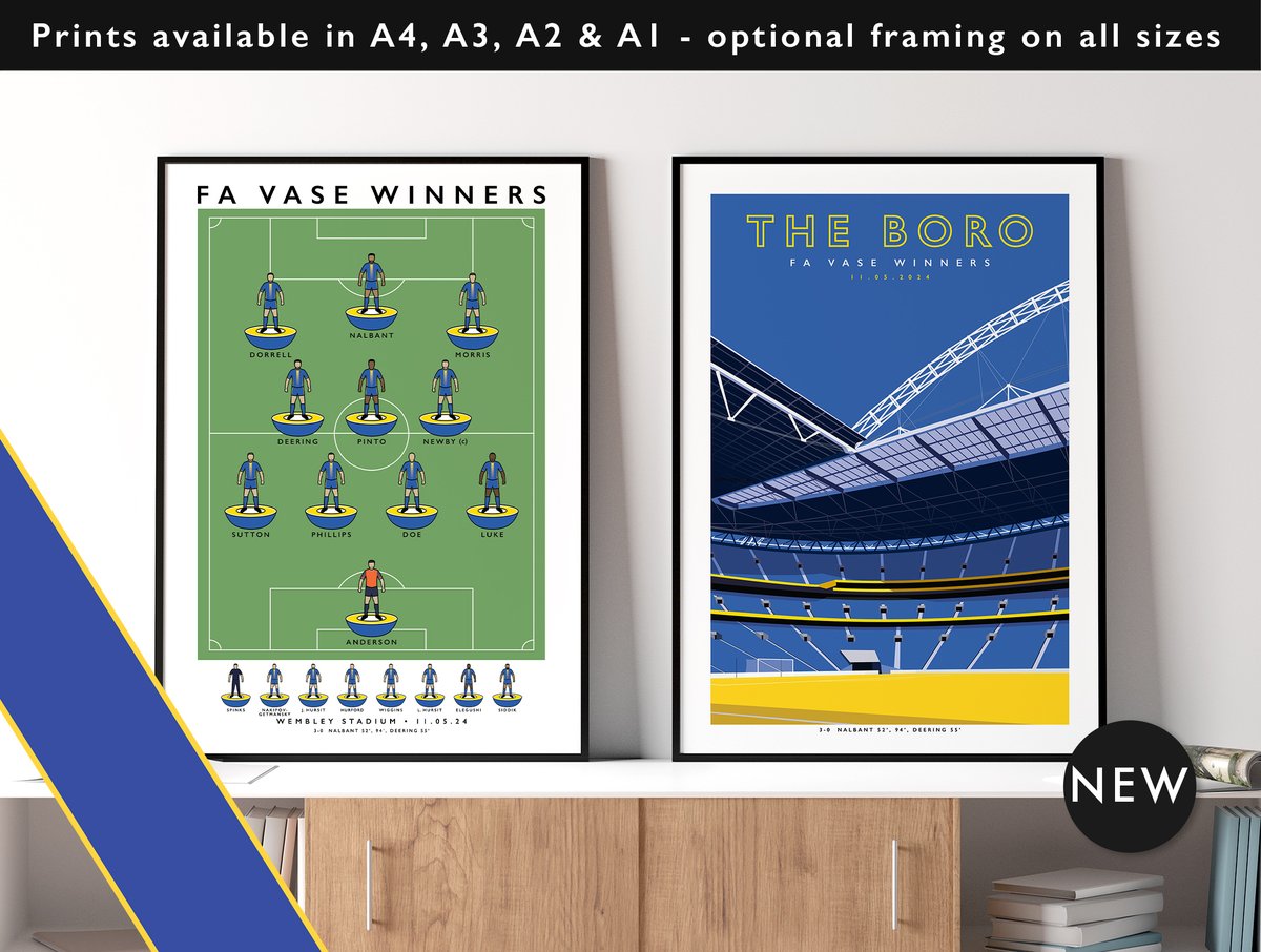 NEW: Romford FC FA Vase Winners & The Boro Wembley Get 10% off until midnight with the discount code THE-BORO Shop now: matthewjiwood.com/subbuteo-teams… Prints available in A4, A3, A2 & A1 with optional framing #RomfordFC #Romford #FAVase @RomfordFC @Danspinks86 @DorrellBoy