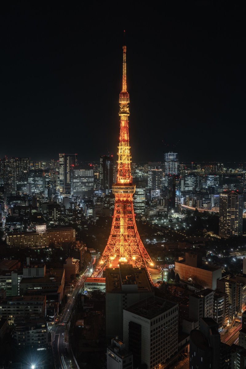 麻布台ヒルズから見た東京タワーが綺麗