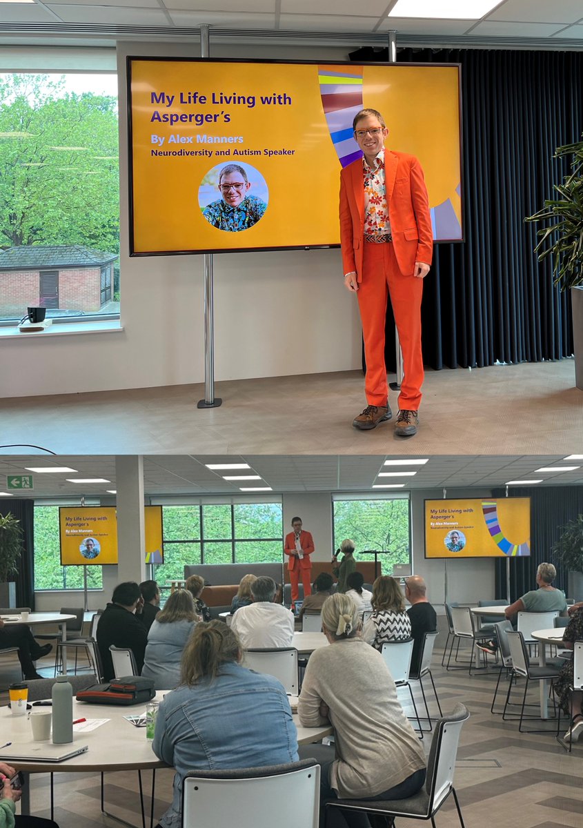 Excited to wear my new #OrangeSuit for the first time yesterday when I presented a talk to @Your_Housing in #Warrington. I was so pleased to be invited back to present another talk during #LearningAtWorkWeek

 #LearningAboutAutism #WorkplaceLearning #InclusiveWorkplaces