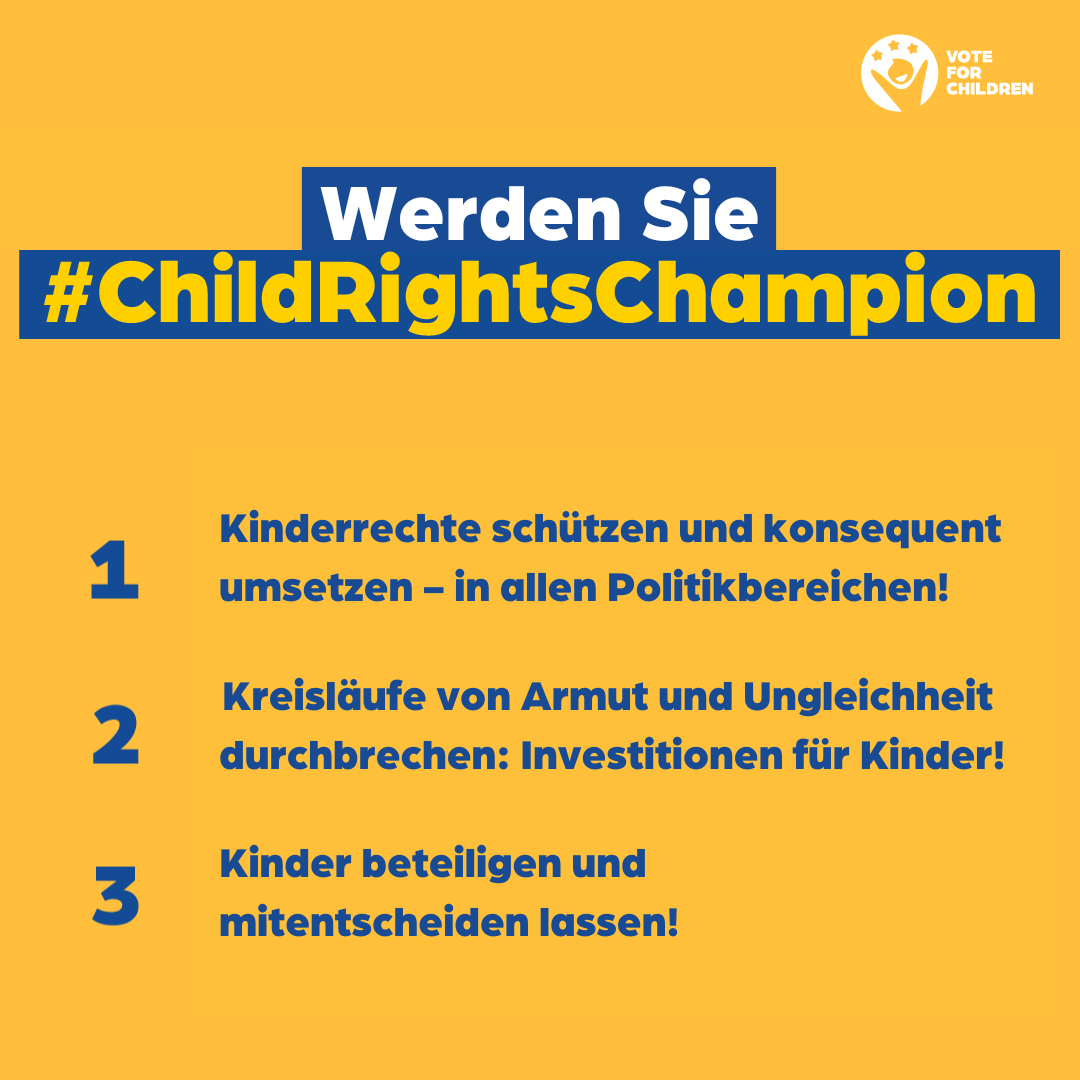 Als EU-Kandidat*in #ChildRightsChampion werden! Sind Sie dabei @ManfredWeber, @katarinabarley, @TerryReintke, @MAStrackZi, @schirdewan, @CaroRackete? Dann hier entlang: childrightsmanifesto.eu #VoteForChildren #Europawahl