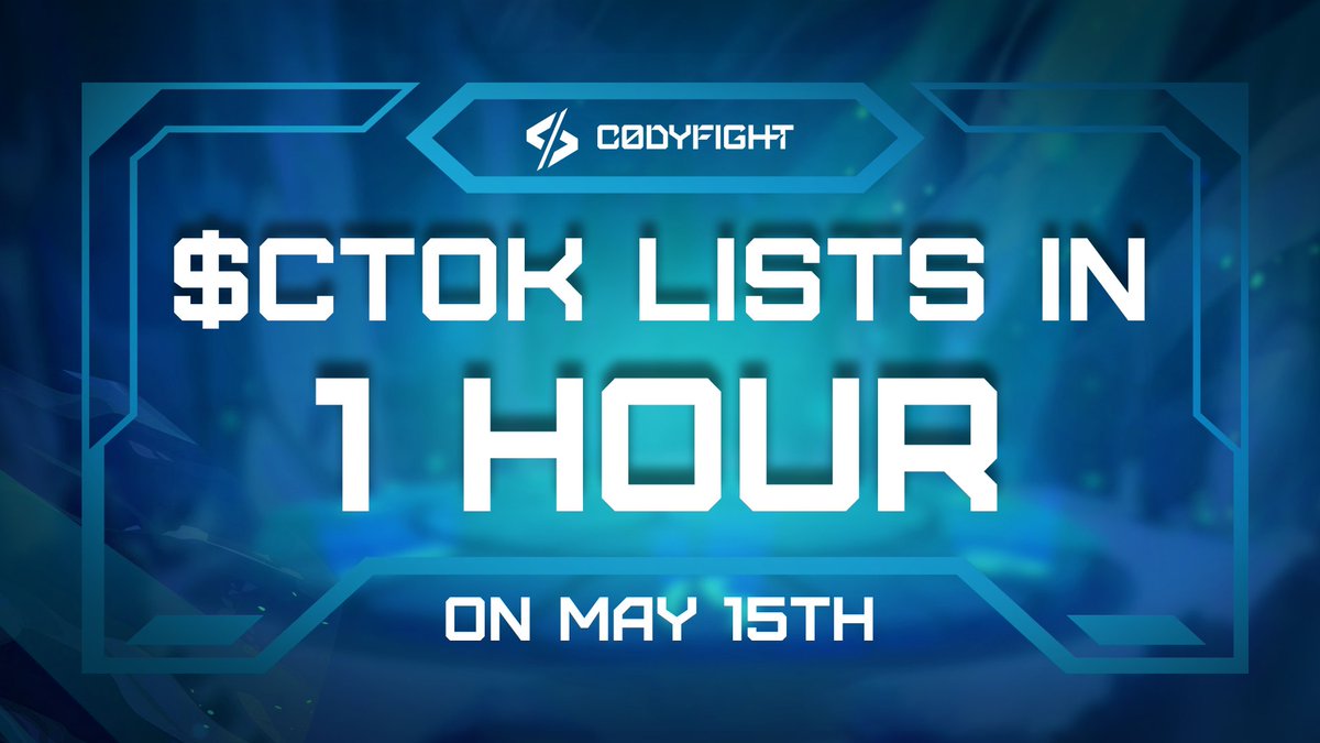🎆 $CTOK lists on Gate.io in 1 hour! $CTOK trading will go live on @gate_io in one hour on May 15, 10 AM UTC. This is a pivotal moment for Codyfight After 3 years of building and 7 months of thrilling alpha testing with 35,000+ players and over 8.5 million