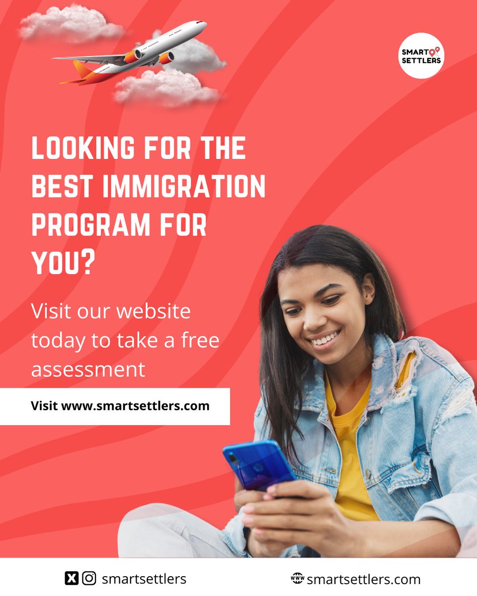 Unsure which immigration path is right for you?  

Take our FREE assessment and let Smart Settlers guide you!  ➡️ smartsettlers.com 
.
.
.
#smartsettlers #canadaimmigrationconsultants #movetocanadawithsmartsettlers #ThriveHere #SettlementSupport #immigrationmadeeasy