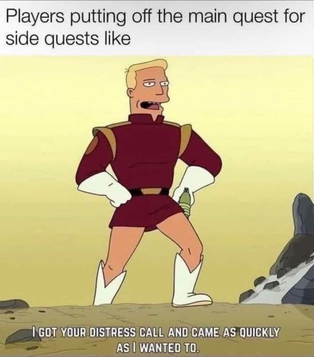 This is definitely me in almost all RPGs, #masseffect especially!
Anyone else like a bit of side quest procrastination?
#gaming #jambags #rpg