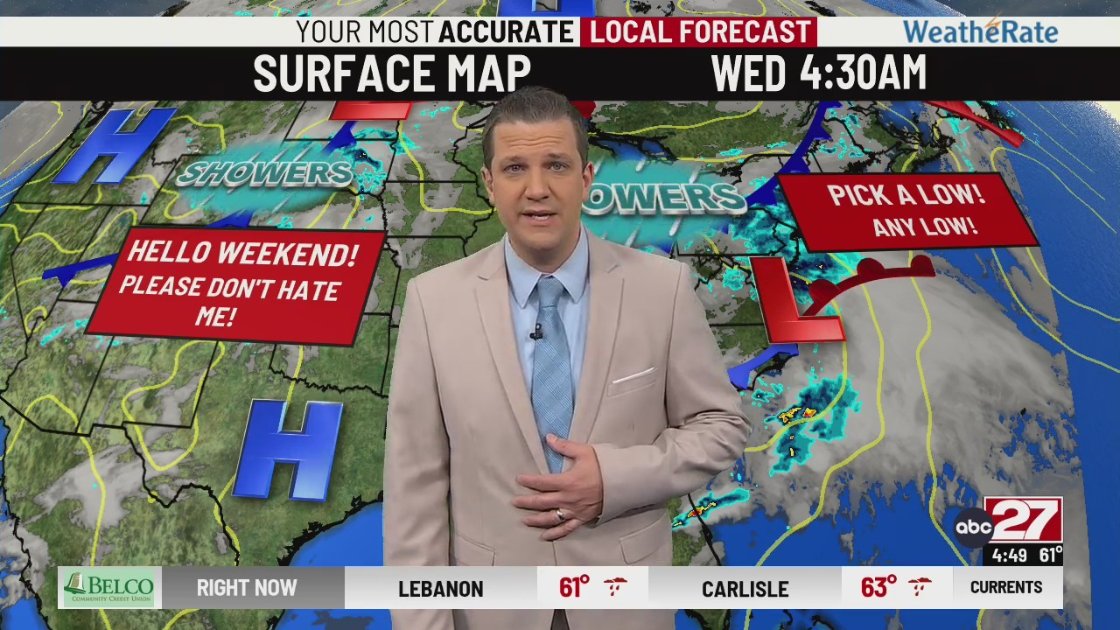 BrettThackABC27's tweet image. The face of a man forecasting more rain for the weekend. Don&apos;t hate me. I have plans too!!!

#weekendweather #weekendforecast #rain #mayshowers