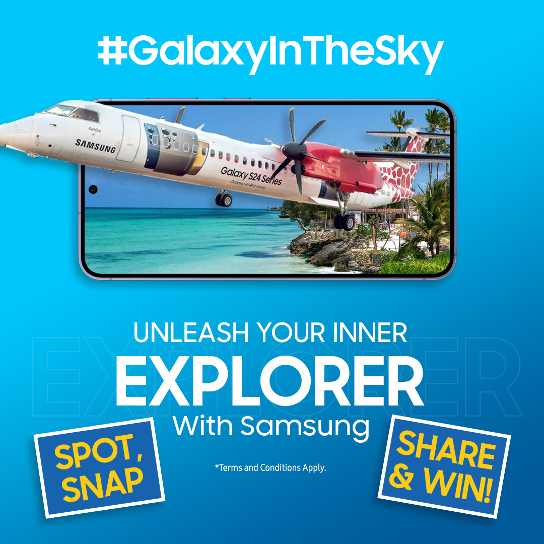 Epic adventures continue!🥳 
Spot, Snap and Share a photo of the #GalaxyS24Series branded @FlyJambojet plane and stand a chance to win an amazing gift hamper! 🥳 

Follow the simple instructions below 👇🏾