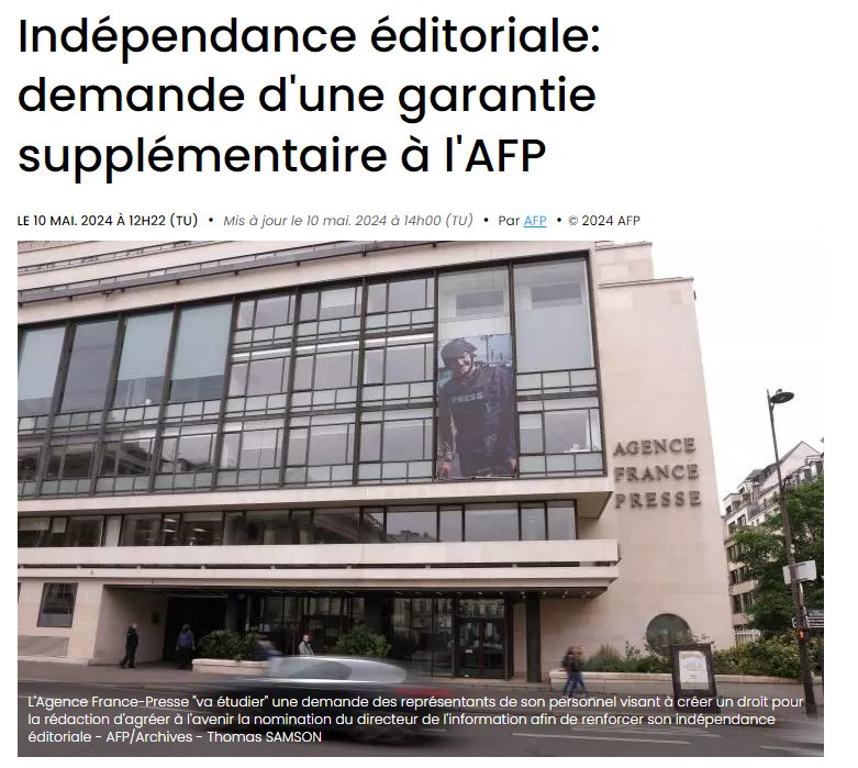 Les représentants du personnel de l'AFP demandent la nomination d'un directeur de l'information afin de renforcer son indépendance éditoriale !!
Et ben @afp, cela va donner du travail aux journalistes de se remettre à chercher des infos et à lire !! 
Après 4 ans de vacances, il…