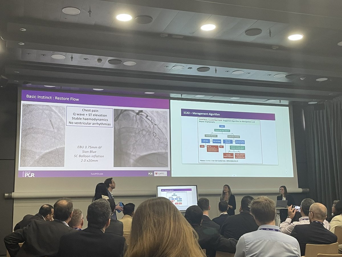 💫 Another NextGen session at #EuroPCR on the dilemmas in PCI with @KardiologieHH, @valeriaparadies and @aayshacader 🤔 Dilemma in case of SCAD: to treat or no treat? @PCRonline