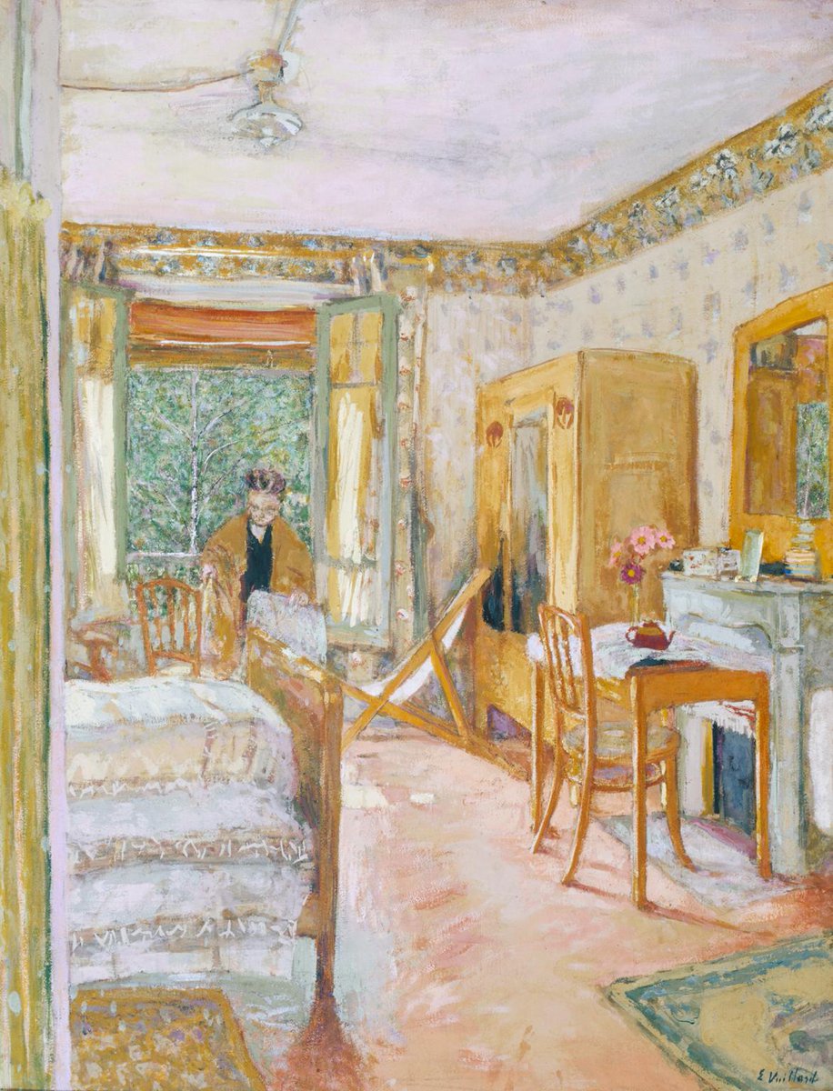 ‘To say that a thing is beautiful is simply an act of faith.’ - Edouard Vuillard ☀️ In Vuillard's ‘Sunlit Interior’ we see the artist's mother in her bedroom at Vaucresson near Paris. Painted 1920, it is where she spent the summers with her son. 🎨 bit.ly/3wEOAuX