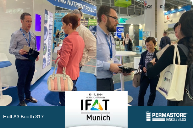 Permastore's tweet photo. Exciting start at #IFATMunich, the leading trade fair for water tech! Buzzing with professionals from Pakistan, Sweden &amp; Netherlands exploring our water containment solutions. 3 more days to go, drop by stand A3.317 if you're here! https://t.co/lV0lJr7ZB6