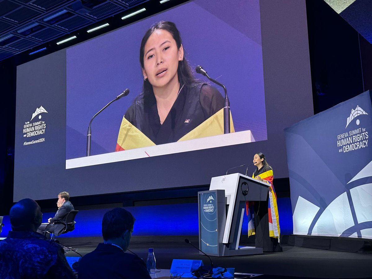 “With the insidious tactics of the Chinese government, I’m reminded that the last generation that saw a Free Tibet is passing away, our stories and newer generations are being psychologically modified to become Chinese.” @choosechemi calls for a #FreeTibet at #GenevaSummit2024