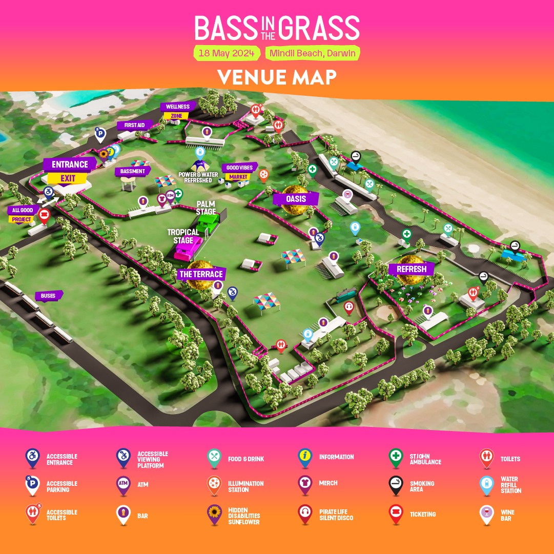 Set times and venue map for @BASSINTHE_GRASS this Saturday. bassinthegrass.com.au 📷 Kim Quint