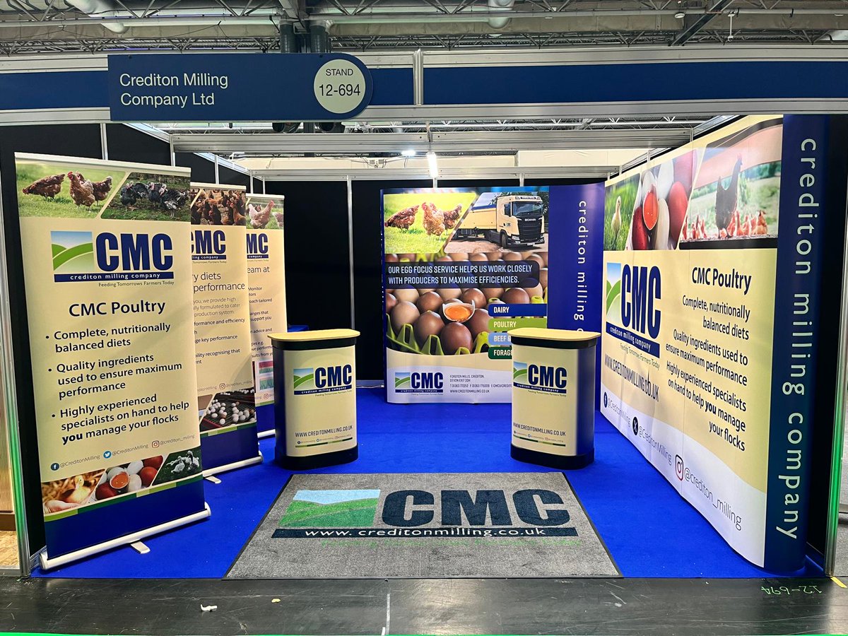 CreditonMilling's tweet image. We&apos;re all set up and ready to welcome you at the British Pig and Poultry Fair at the NEC Birmingham🐓 🐖

Come along to stand 12-694 to see us 😀

#pigandpoultryfair2024 #poultryspecialists #poultryfeed #teamcmc