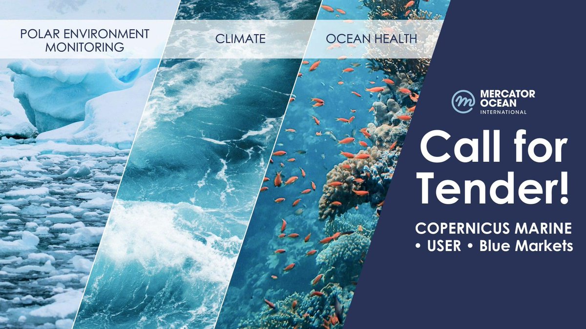 📢 @MercatorOcean’s Call for Tender aims to raise user engagement & uptake of #CopernicusMarine products The focus is on Polar Environment Monitoring, Climate & Adaptation, & Ocean Health 🌊 📅 Deadline: 31 May 2024 More at 👇 marine.copernicus.eu/news/call-tend…