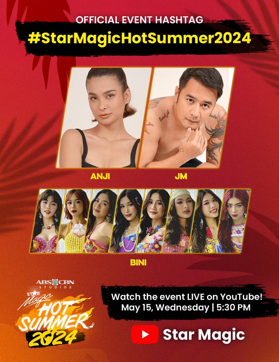 ABSCBN's tweet photo. OFFICIAL HASHTAG: #StarMagicHotSummer2024

Post about your favorite stars and moments during summer’s hottest event! Watch it LIVE on the Star Magic YouTube Channel starting at 5:30 PM! https://t.co/meHIo5R7tN