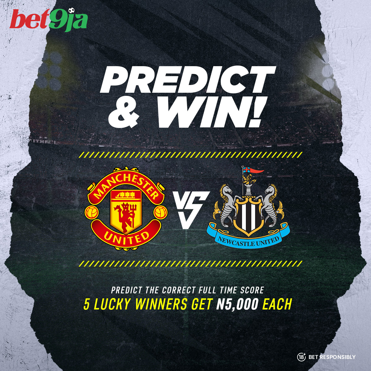 Comment the correct full-time score & your 𝐛𝐞𝐭𝟗𝐣𝐚 𝐈𝐃 and stand a chance to win N5,000 All predictions end on Wednesday 15th May 2024 at 7:00 pm Multiple and/or edited comments will be disqualified. Five winners will be selected at random #Bet9jaPredictAndwin