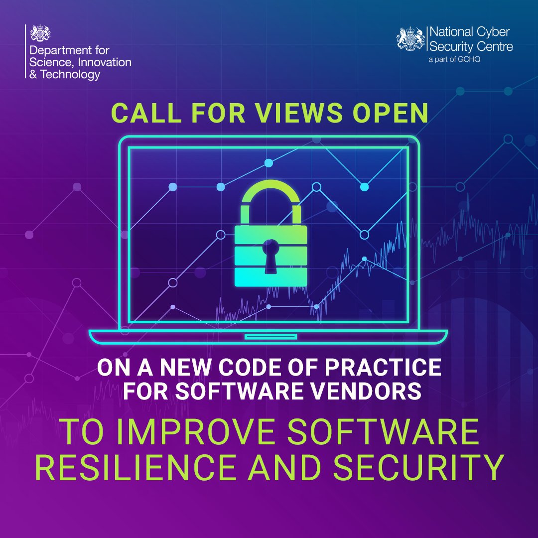 Insecure software and poor communication across supply chains are creating risk throughout sectors 🚨 Software vendors, developers, and businesses: have your say on a new proposed code of practice to improve software resilience and security now 📣 bit.ly/3wBYAoU