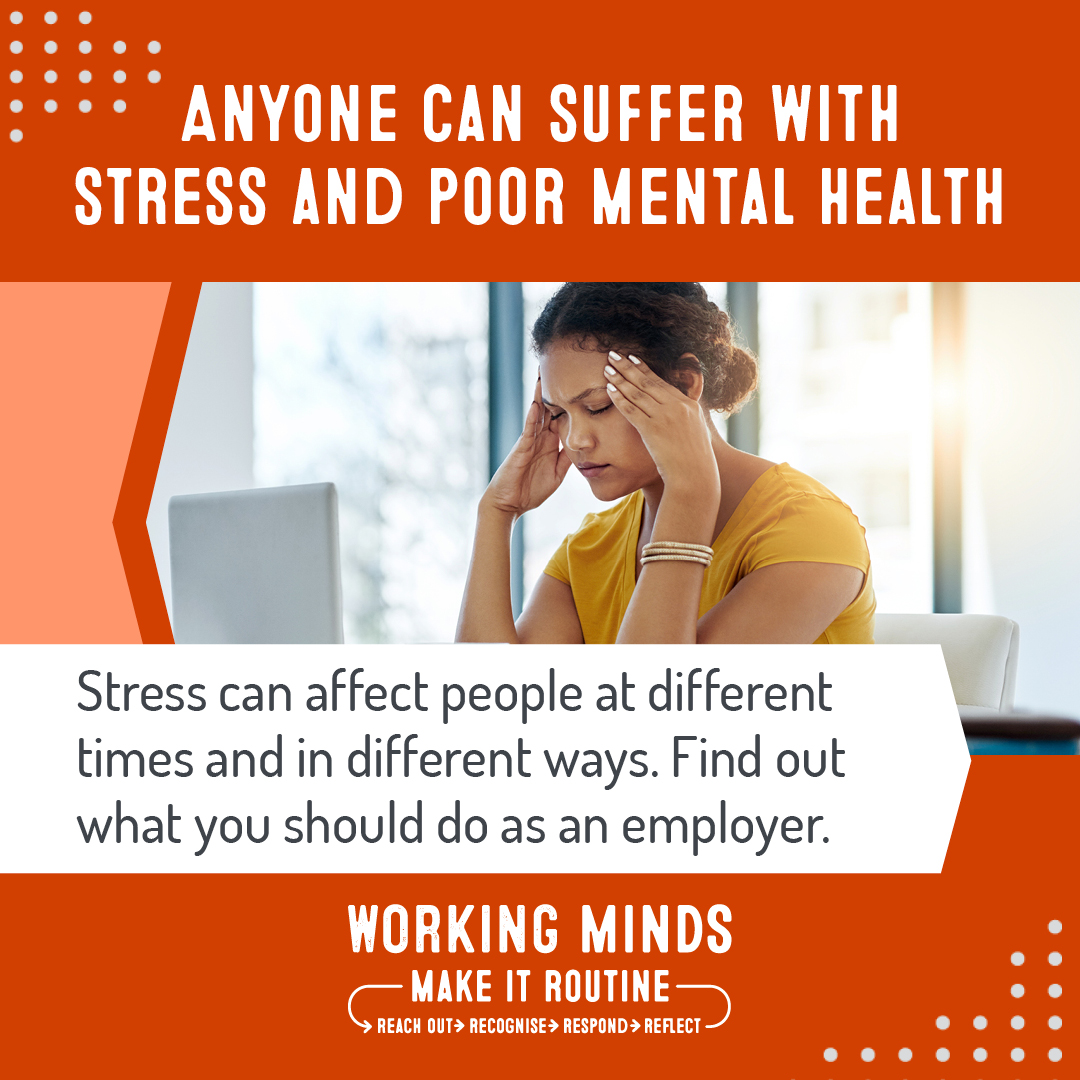 Anyone can suffer with stress and poor mental health.

Whether work is causing the issue or aggravating it, employers have a legal responsibility to help their employees.  

Find out what you should do as an employer:
workright.campaign.gov.uk/campaigns/work…

#MentalHealthAwarenessWeek #Stress