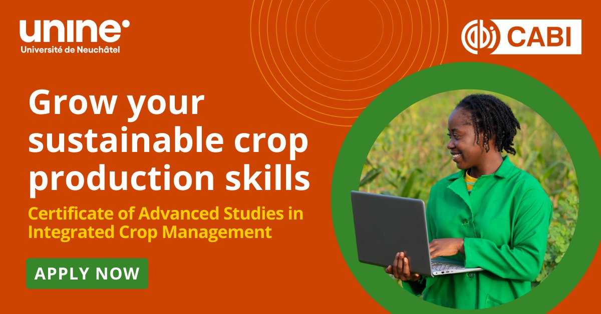 Enhance your understanding of sustainable agriculture! 🎓🌱 Our fully online Integrated Crop Management programs are designed for researchers, educators, decision-makers, and postgraduates alike. 𝗔𝗽𝗽𝗹𝘆 𝗡𝗼𝘄🔗 ow.ly/pim050Rzh6y