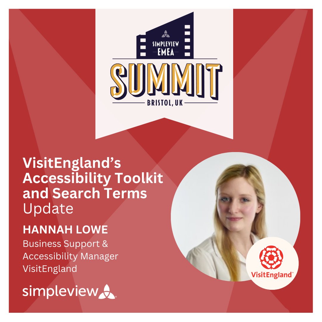 Accessibility and inclusive tourism will take centre stage at Simpleview EMEA Summit when Hannah Lowe from @VisitEnglandBiz shares the latest about their Accessibility Toolkit and Search Terms. Find out more ⬇️ ow.ly/2pzQ50RB9H8 #simpleviewsummit #accessibletourism