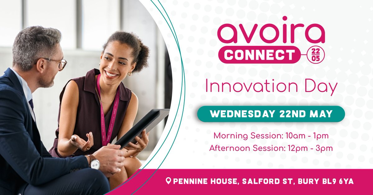 Sign up to #AvoiraConnect today and join us for a two-hour immersive journey, demonstrating the transformative power of technology for your business.

Wednesday 22nd May 2024 | Morning &amp; Afternoon Sessions | Pennine House, Salford Street, Bury, BL9 6YA

buff.ly/49DBCLl