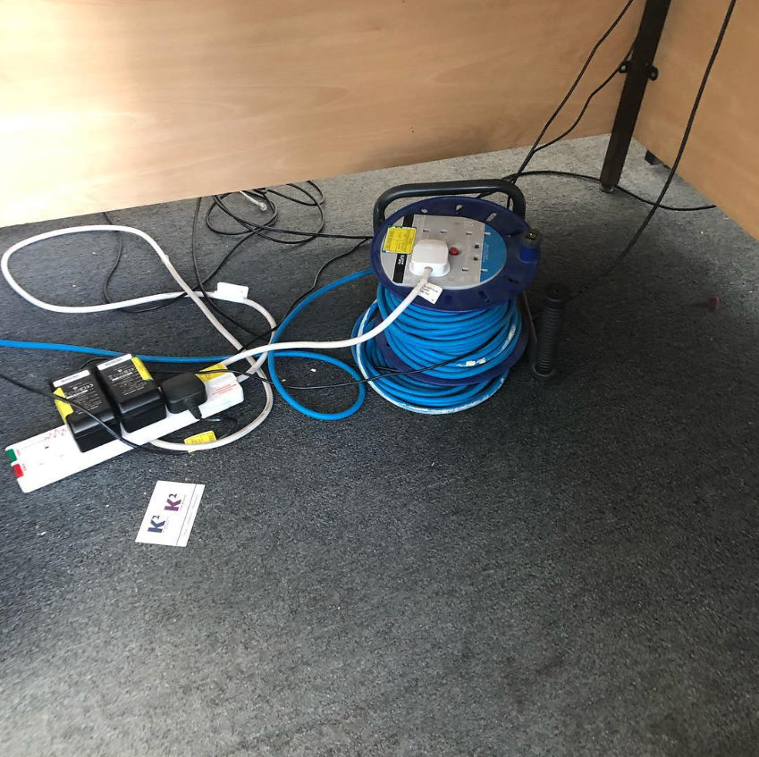 Does this look like your office?  Well don't do it ❌

🔥 The extension leads can be left coiled up and get hot, increasing the chance of fire
🔥The extension leads can overload causing damage resulting in them shorting

#ElectricalSafety #FireSafety #MHHSBD