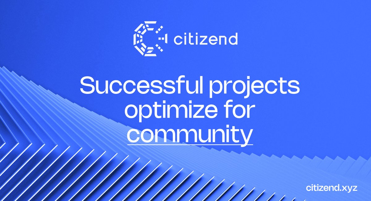 Successful web3 projects have one thing in common: A broad community. Success correlates with community distribution. Yet, we optimize for price. We optimize for hype. When we should optimize for community. Let's change that - Introducing citizend. 1/22