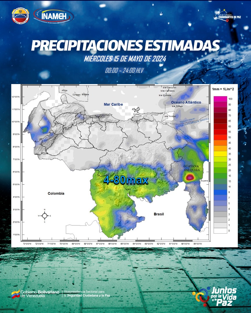#15May #INAMEHInforma Precipitaciones Estimadas  #LaEsperanzaEstáEnLaCalle