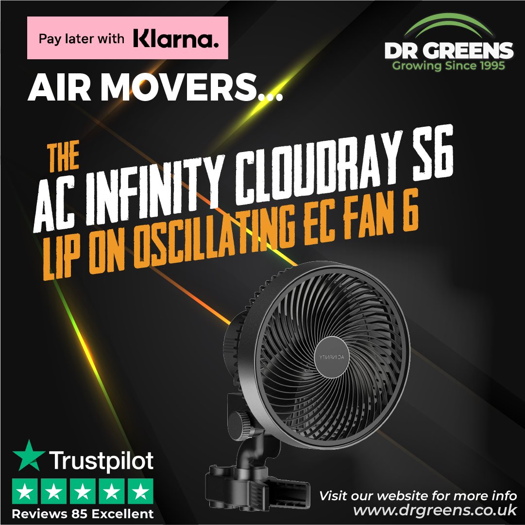 AC Infinity CloudRay S6, Clip on oscillating Ec Fan 6” 🌱 Buy online via 👇 🌐 drgreens.co.uk/product/ac-inf… 🔗 #drgreens #Hydroponics