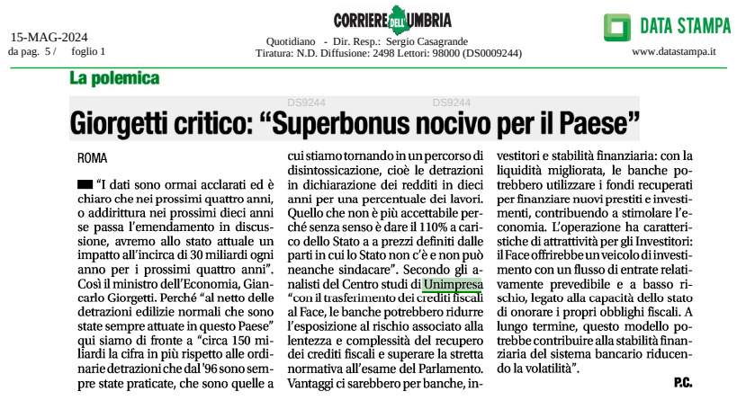 ✒️ #unimpresa su #corrieredellumbria – Giorgetti critico: “Superbonus nocivo per il Paese” 👉 unimpresa.it/corriere-dellu… #️⃣ #MEF #Giorgetti #superbonus