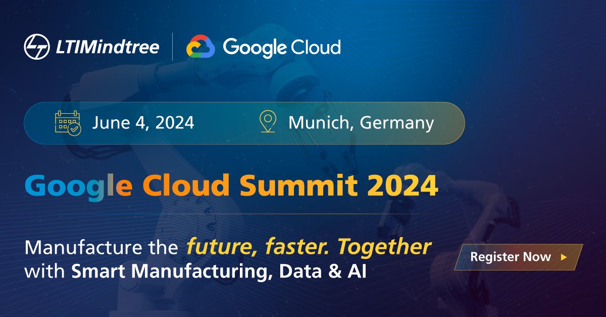 Discover the future with #LTIMindtree at @googlecloud Summit 2024, #Munich, June 4! Explore solutions for #manufacturing, telco, media & healthcare. Innovate with AI, #SAP & VMWare. Connect with industry leaders. Register now: srkl.in/6013BNJS67 #GoogleCloudSummit