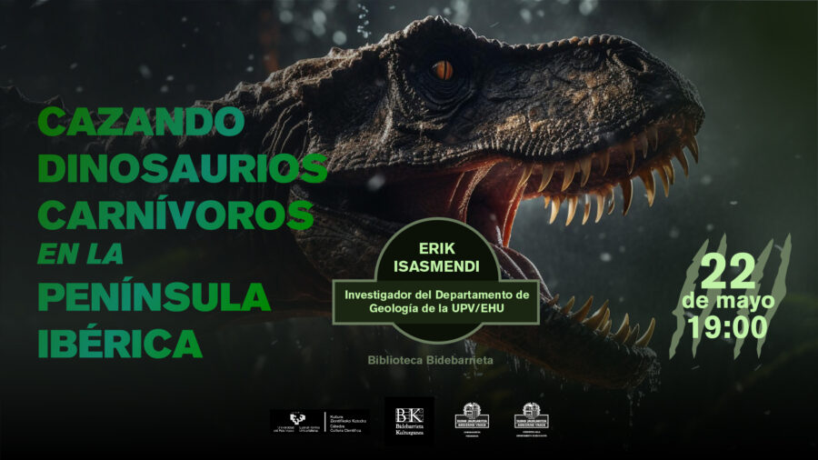 ¡Ojo! Este mes en #BidebarrietaCientífica:    ◻️ Cazando dinosaurios carnívoros en la península ibérica    ◻️ Erik Isasmendi, de @ehugeologia    ◻️ 22 de mayo    ◻️ 19:00    ◻️ Biblioteca Bidebarrieta, Bilbao i.mtr.cool/zxmpcnnsrn