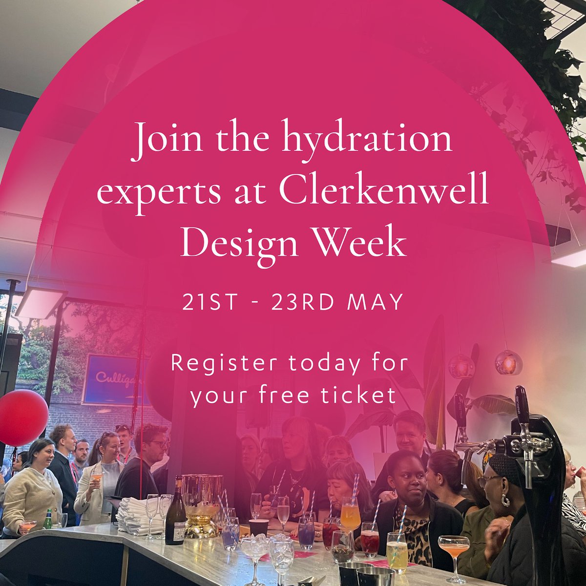Join us for three days of innovation, fun, and prizes next week at Clerkenwell Design Week (@CDWfestival)!🎊 Our showroom will be abuzz with excitement, featuring everything from HydroTap demonstrations, including our latest HydroTap Celsius Plus All-in-One Pull-Out model, to
