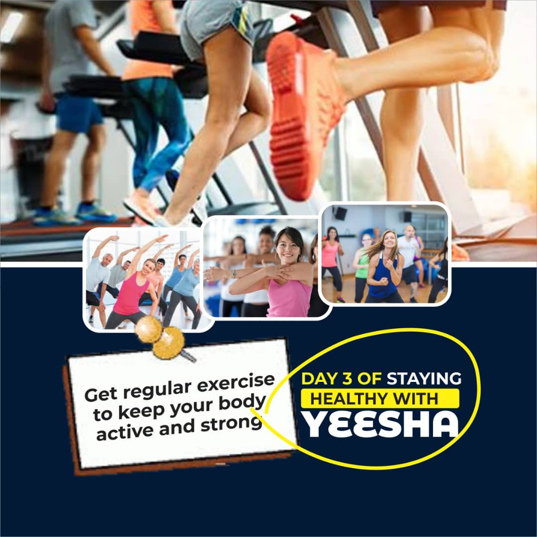 Good day Unilorites 💪

Day 3/30 of Staying Healthy with YEESHA

#3:EXERCISE
Exercising has so many benefits! It can boost your mood, increase energy levels, and improve overall health and fitness. Also, it can help reduce the risk of chronic diseases 
YEESHA.