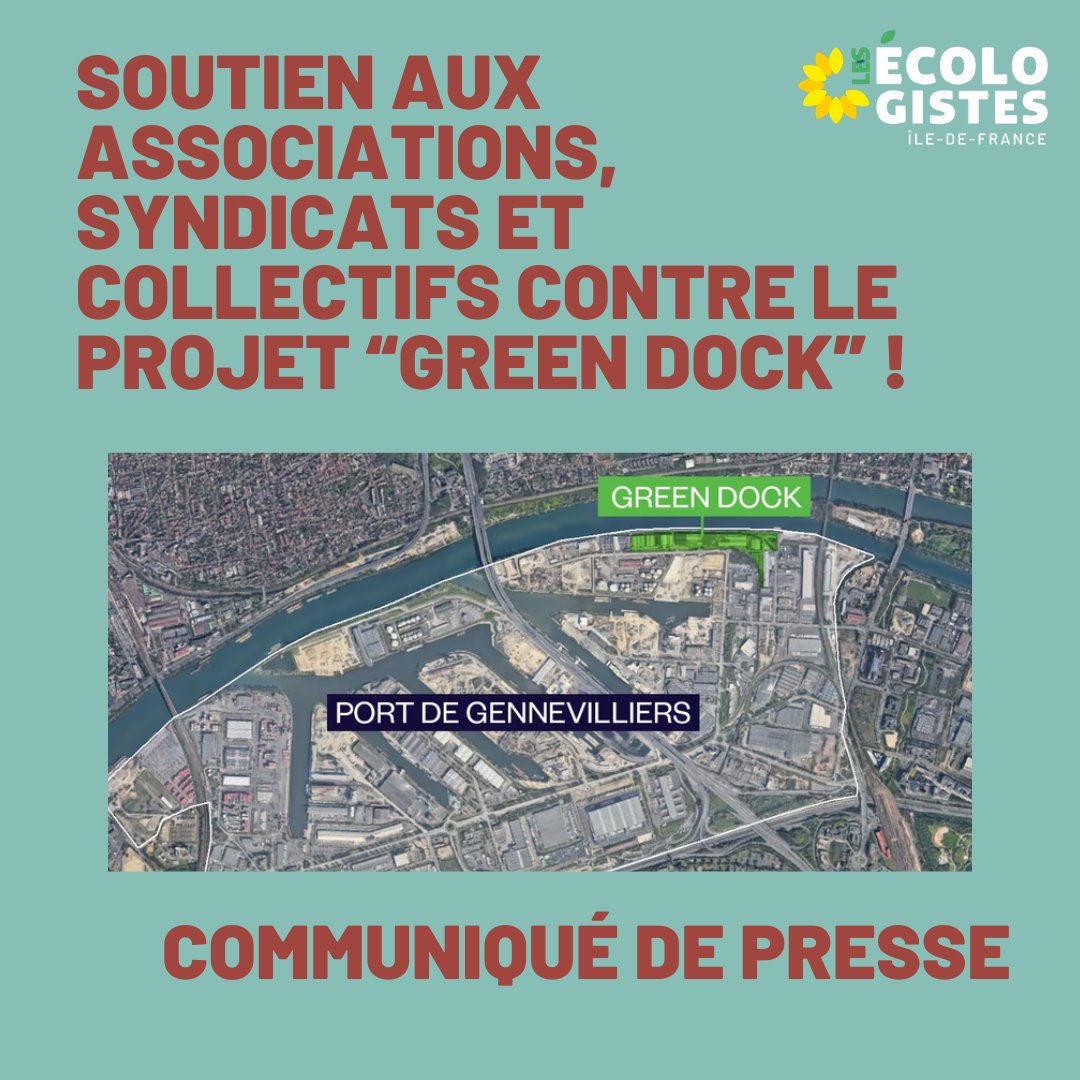 📢 Soutien aux associations, syndicats et collectifs contre le projet “Green dock” !

🏗️ Avec ses 600 mètres de long et ses 30 mètres de haut, Green dock est un projet de plateforme logistique dans le port de Gennevilliers.