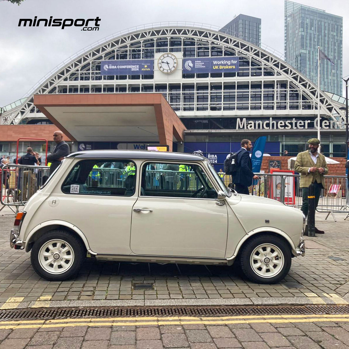 'Merlin' is in Manchester today at the BIBA Conference! Keep your eyes peeled because our classic Mini EV, will be cruising through the City Centre, turning heads wherever it goes! Don't miss out on the chance to spot this iconic ride in action! #BIBAConference #minisportltd