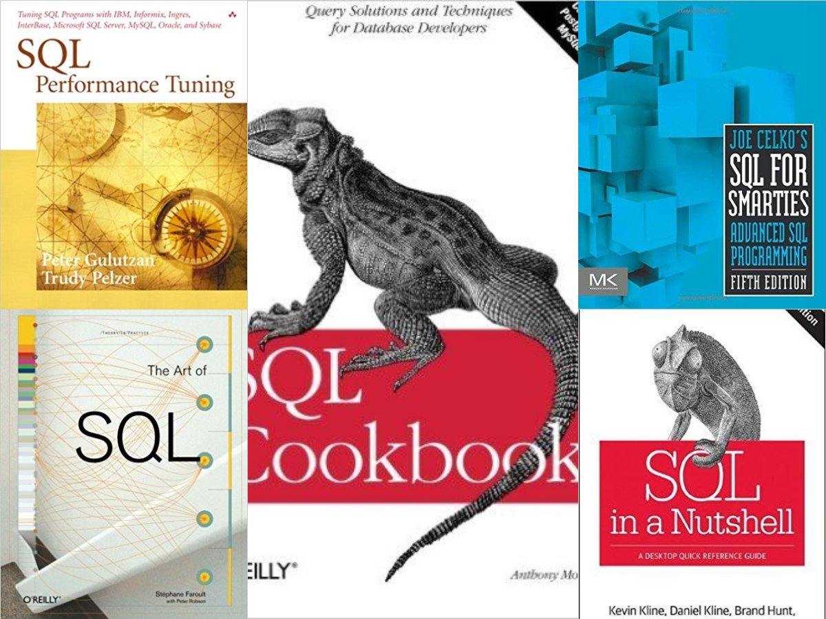 5 Best SQL books and courses
1. Complete SQL Bootcamp - bit.ly/32yjDtr
2. Database  - bit.ly/3IvbmXF
3. SQL for Data Science - bit.ly/3bRuFyD
4. DB Design - bit.ly/3C30nDw
5. HP SQL- bit.ly/3PCaAKB
6. DB Design- bit.ly/3AlbiqX