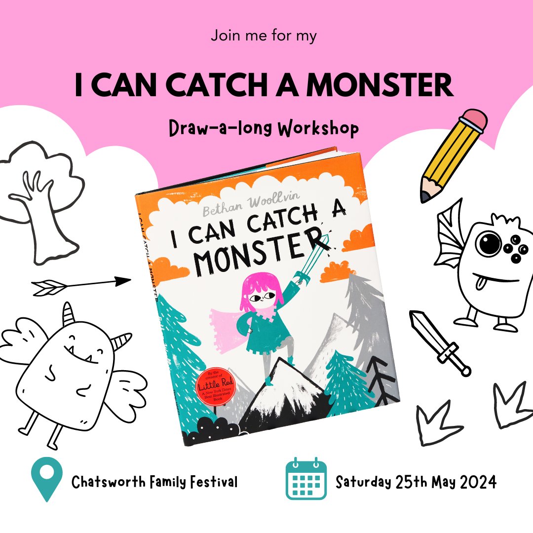 Can't wait for my draw-a-long workshop at @ChatsworthHouse on Saturday 25th May! If you're Yorkshire-based, do pop along for some monster-doodling! Tickets: shorturl.at/diDS8