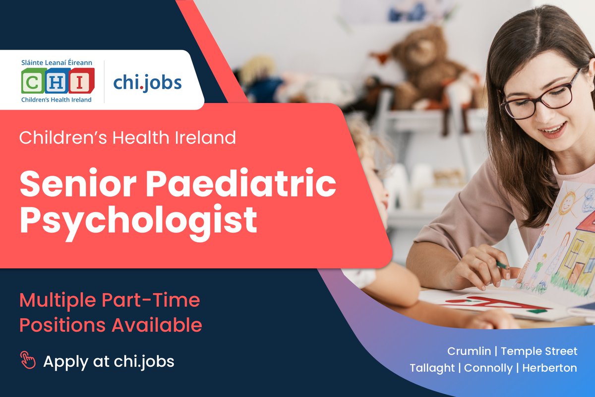 Are you a versatile dynamic psychologist interested in being at the cutting edge of child-centred paediatric care in Ireland? The psychology department in CHI has a number of temporary and permanent vacancies. ow.ly/Wsyg50RGKCe