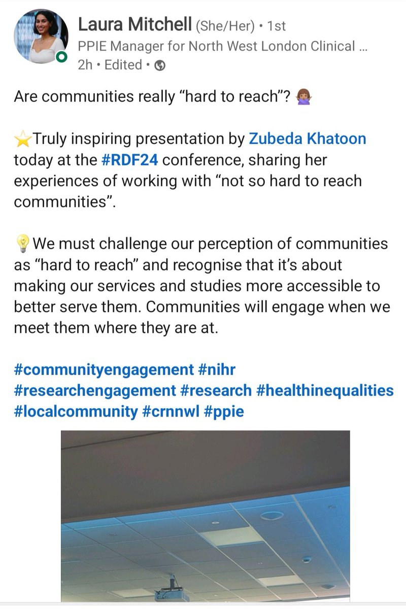 When others see the value in your work, it is really very humbling and a definite 'feel good' moment! It pushes you to strive further and carry on your work towards reducing #healthinequalities #RDF24 #research #communityengagement