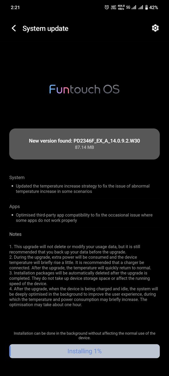 A tiny update for the iQOO Z9.

Vivo and iQOO don't really get enough credit for having a really good track record for providing timely updates.

Both Z9 and Neo7 Pro are on the April security update.