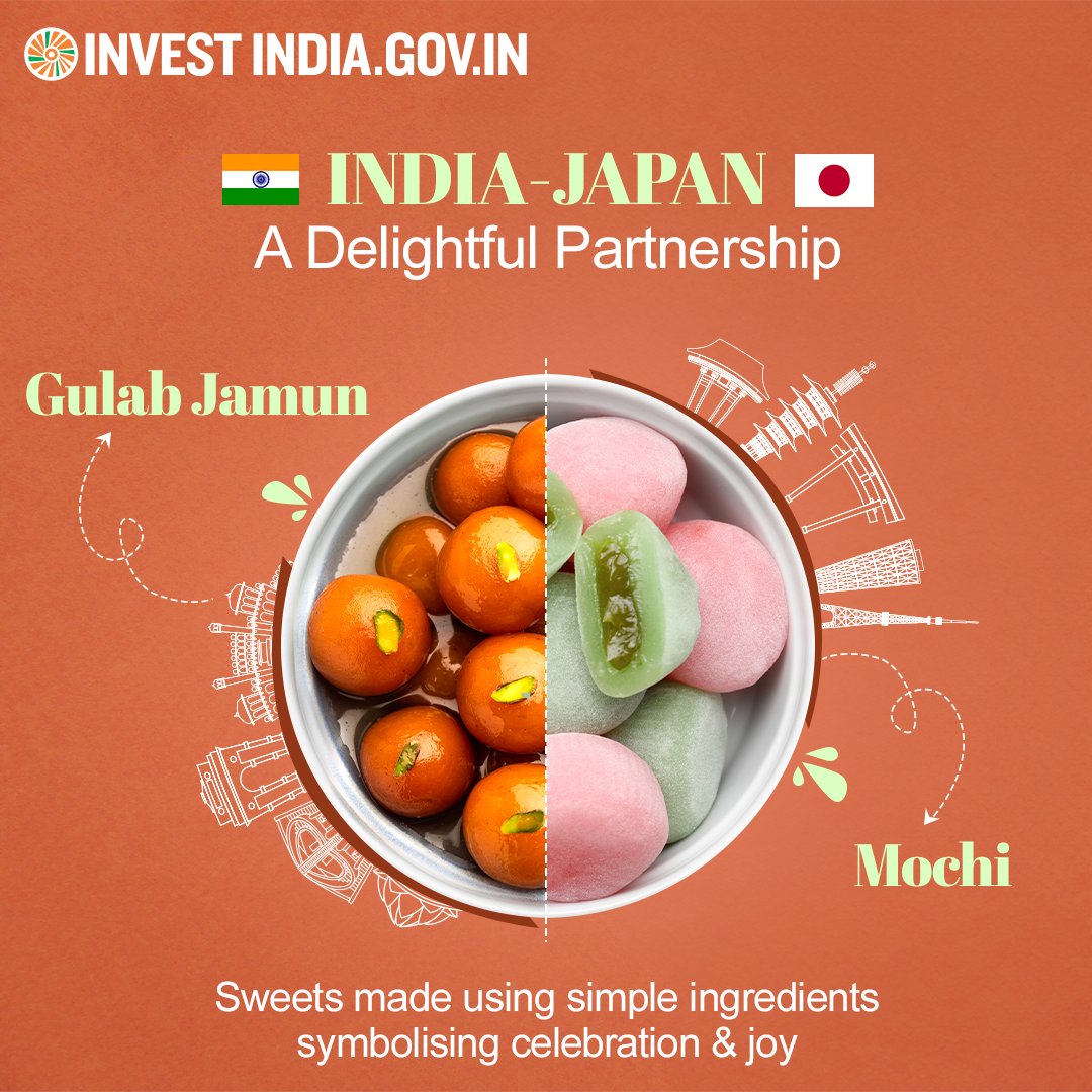 United through a common connection, #IndiaAndJapan celebrate a shared love for desserts like #GulabJamun and #Mochi-culinary delights bridging the two cultures with every delicious bite.

Learn more about #IndiaJapanRelations, visit: bit.ly/II-Japan

#IndiaAndTheWorld